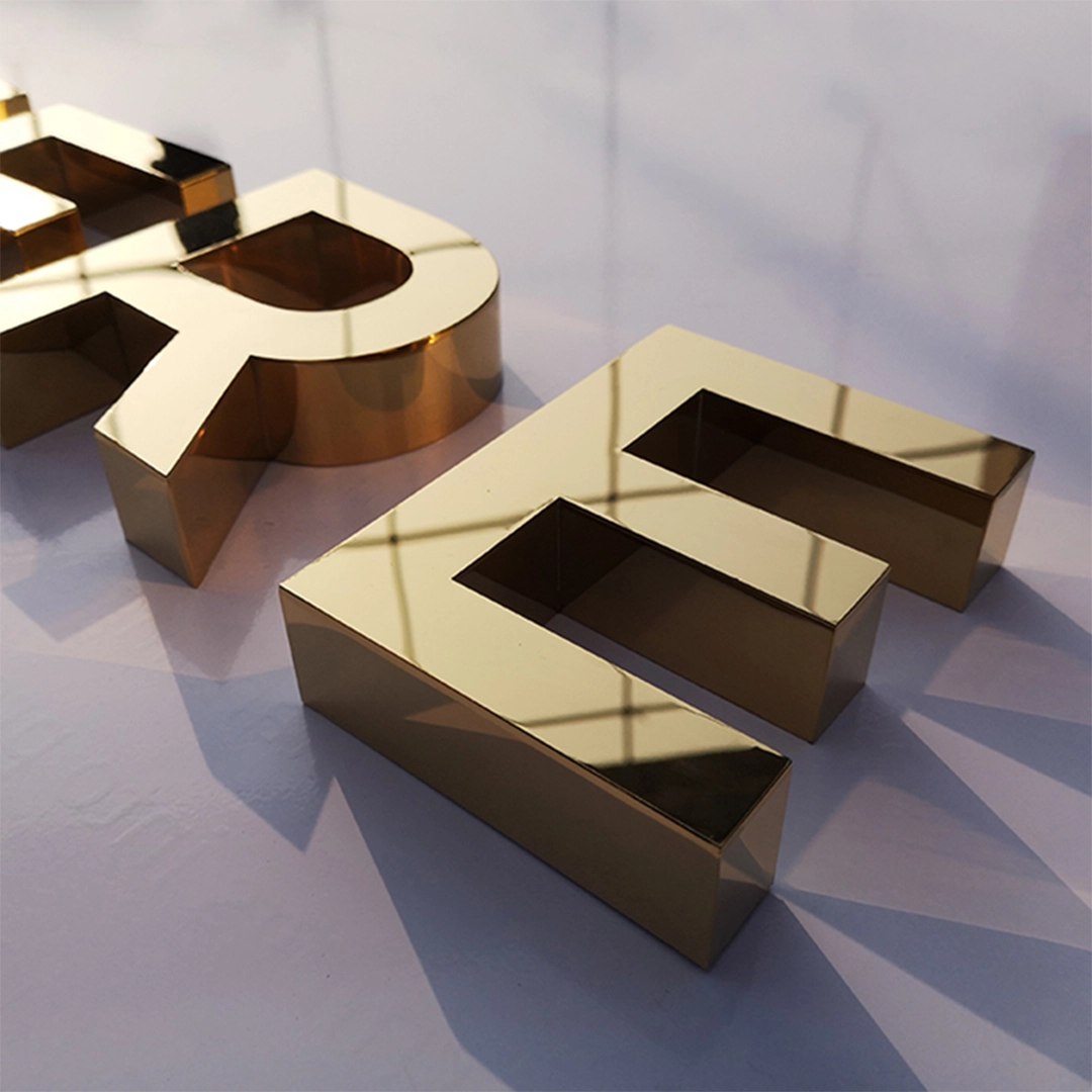 Luxury indoor outdoor golden sign